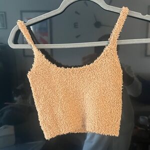 SKIMS Brown Fuzzy Cropped Tank Top